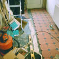 The hall tiling job is underway, Building a Staircase, Brome, Suffolk - 11th February 2001