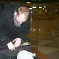 Julian stuffs a reindeer skin in to his suitcase, A 3G Lab Press Tour of Helsinki and Stockholm, Finland and Sweden - 12th March 2001