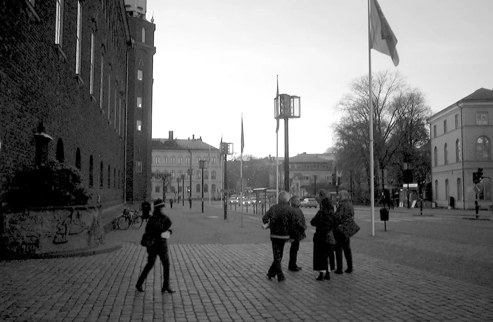 Outside the Stadshuset, from A 3G Lab Press Tour of Helsinki and Stockholm, Finland and Sweden - 12th March 2001