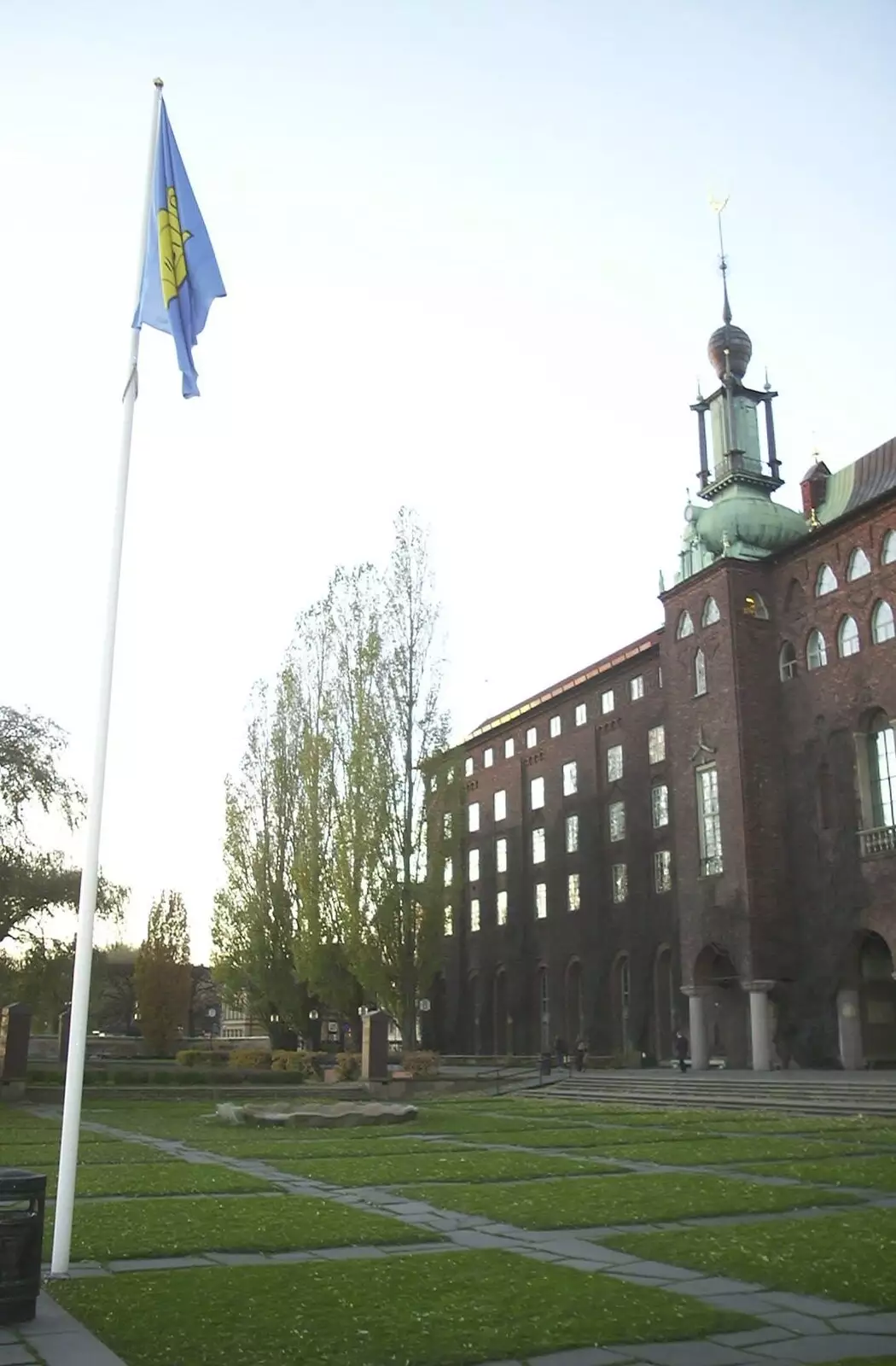 Stadshuset and a hanging flag, from A 3G Lab Press Tour of Helsinki and Stockholm, Finland and Sweden - 12th March 2001