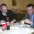 Julian and Dieter eat Bratwurst, The 3G Lab Press Tour: Munich, Germany - 14th March 2001