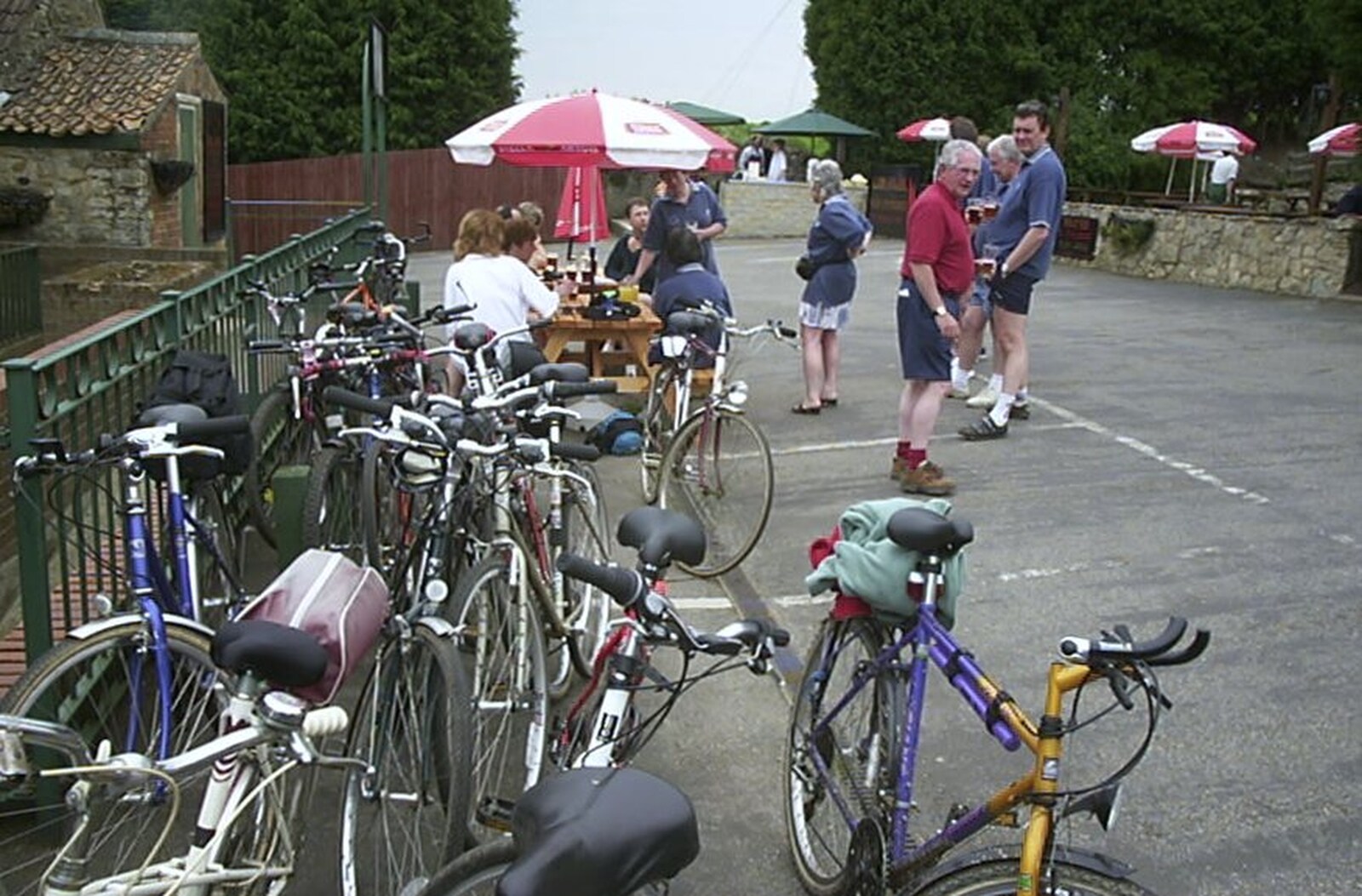 A pile of bikes from The BSCC Annual Bike Ride, Marquess of Exeter, Oakham, Rutland - 12th May 2001