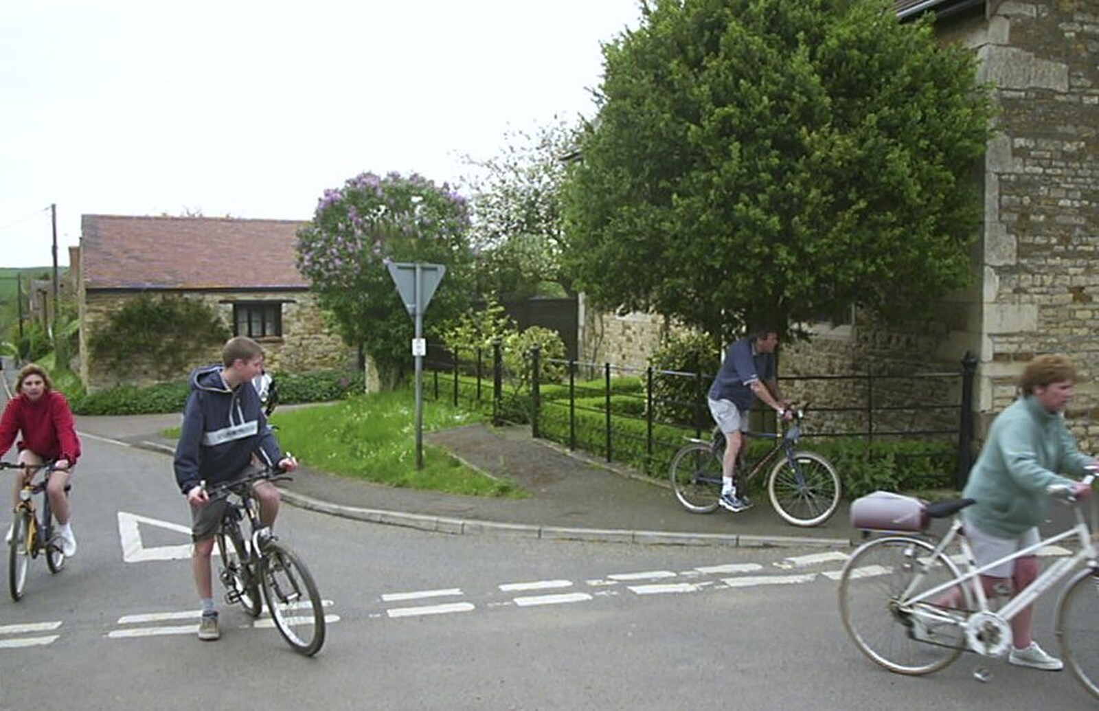 Waiting at a junction from The BSCC Annual Bike Ride, Marquess of Exeter, Oakham, Rutland - 12th May 2001