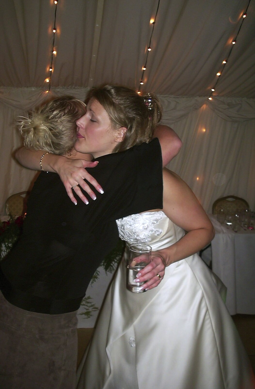 Michelle gives Genaya a hug from Genaya's Wedding Reception, near Badwell Ash, Suffolk - 20th May 2001