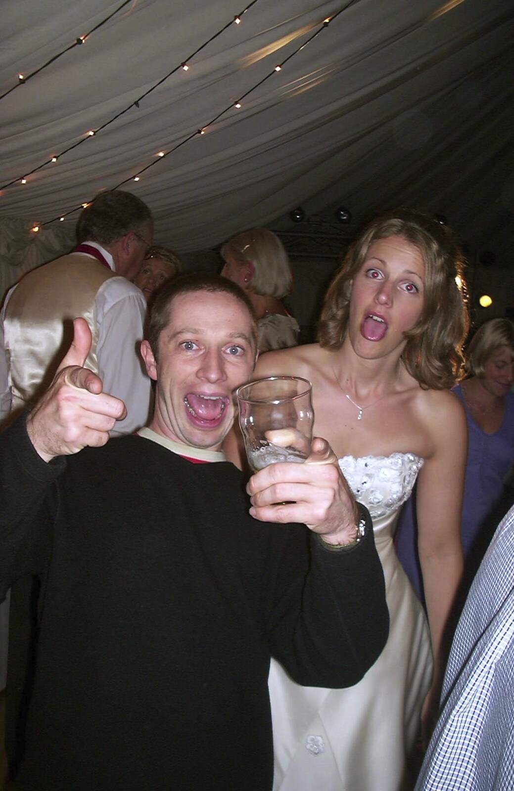 Someone random does thumbs up from Genaya's Wedding Reception, near Badwell Ash, Suffolk - 20th May 2001