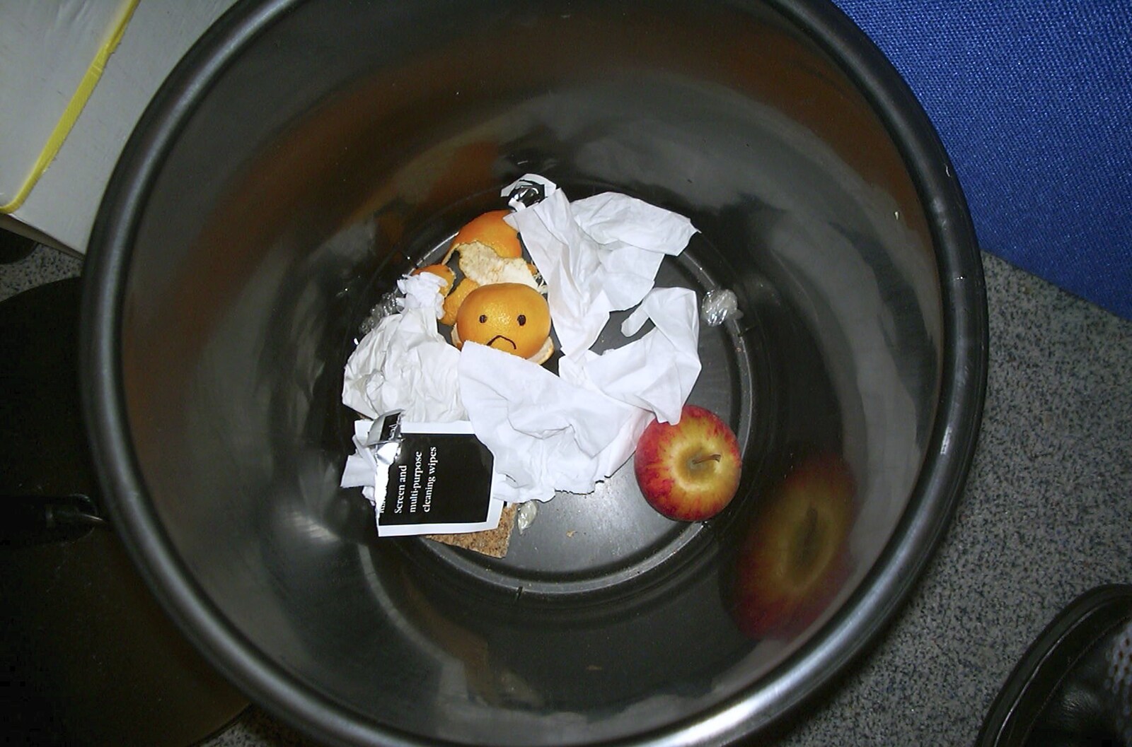 There's a sad tangerine in the bin at work from A BSCC Barbeque and Bill's 3G Lab Party, Papworth Everard, Cambridgeshire - 1st June 2001