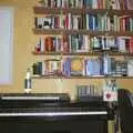 Piano, keyboard and bookshelves, June Randomness, Brome, Suffolk - 15th June 2001