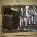 Sophie sleeps in a box, with a load of CDs, June Randomness, Brome, Suffolk - 15th June 2001