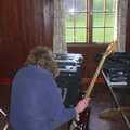 Maxs gets his bass guitar going, June Randomness and The BBs at BOCM Pavillion, Burston - 15th June 2001