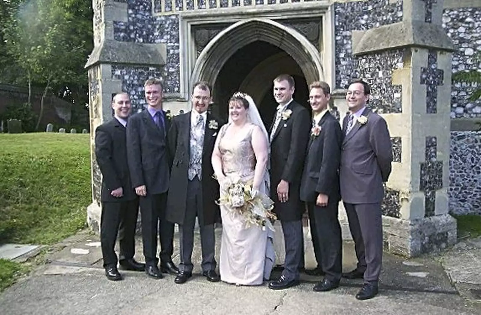 The wedding men, from Phil and Lisa's Wedding, Woolverston Hall, Ipswich, Suffolk - 1st July 2001