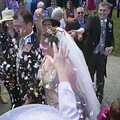 Confetti is thrown, Phil and Lisa's Wedding, Woolverston Hall, Ipswich, Suffolk - 1st July 2001