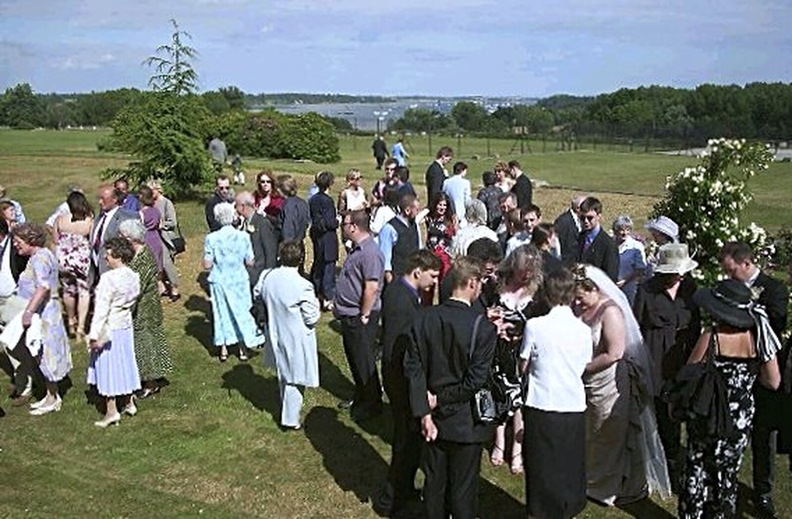 Out in the garden, on the Orwell from Phil and Lisa's Wedding, Woolverston Hall, Ipswich, Suffolk - 1st July 2001