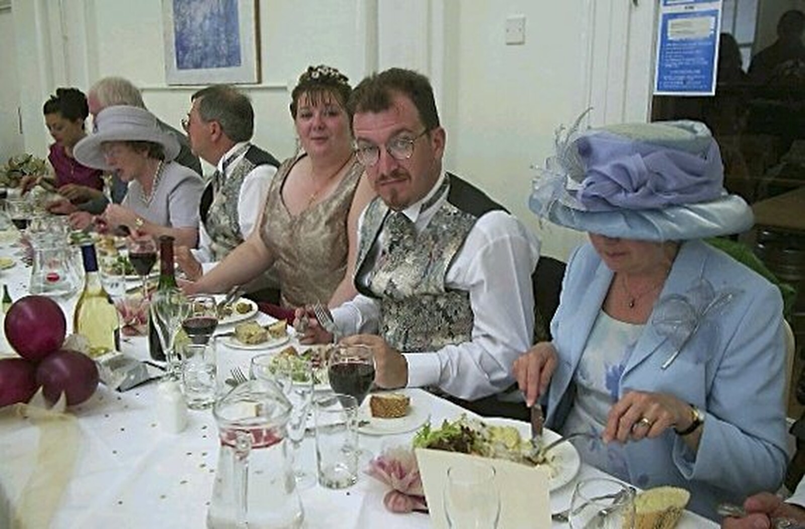 Wedding dinner from Phil and Lisa's Wedding, Woolverston Hall, Ipswich, Suffolk - 1st July 2001