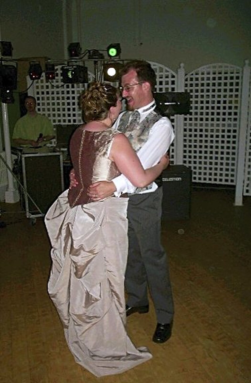 The married couple do the first dance from Phil and Lisa's Wedding, Woolverston Hall, Ipswich, Suffolk - 1st July 2001