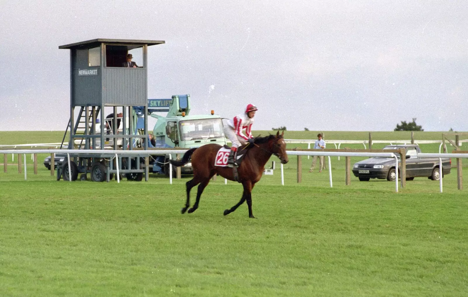 Horse 26 trots past the starter's box, from 3G Lab Goes to the Races, Newmarket, Suffolk - 15th July 2001