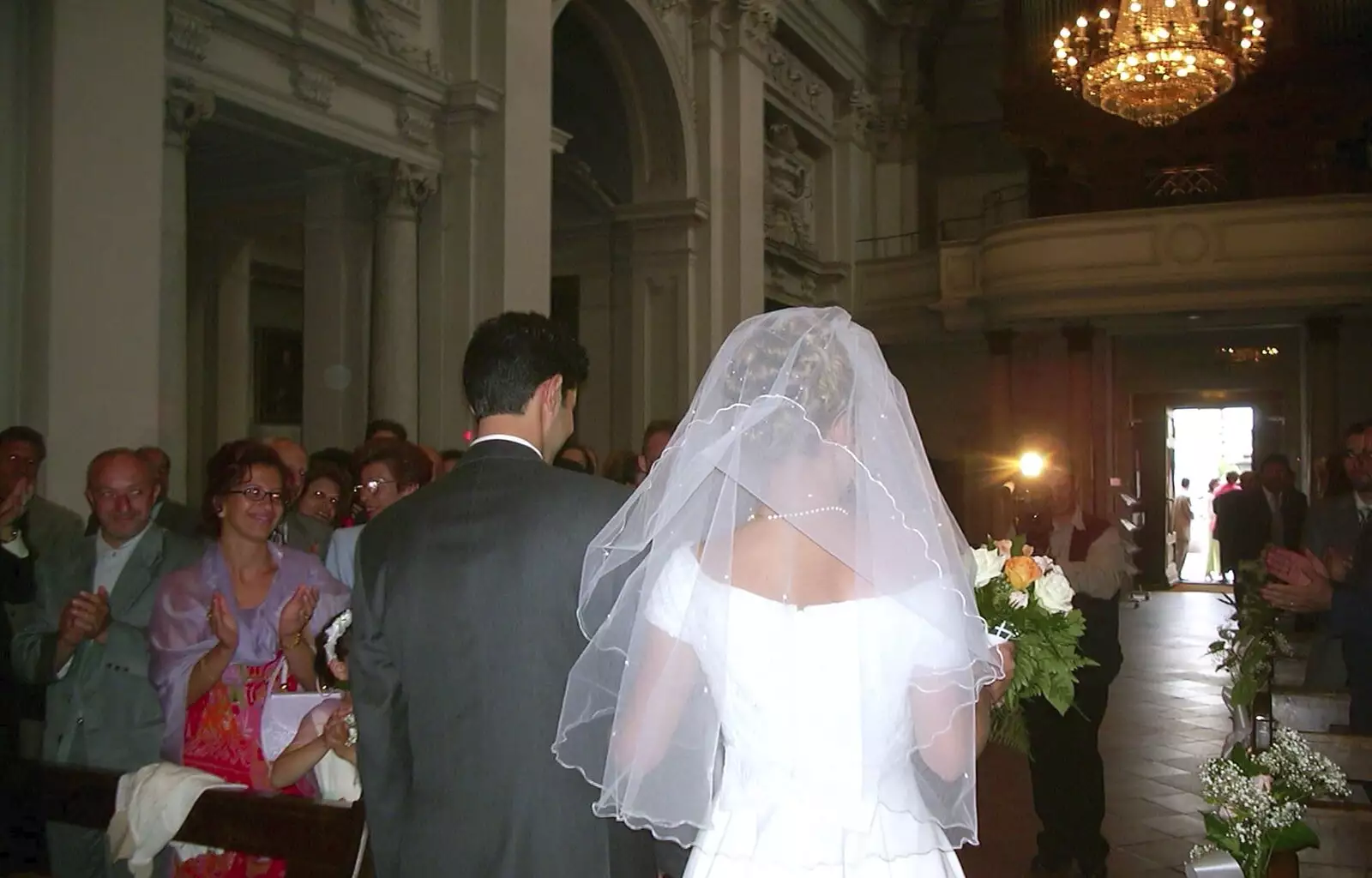 Luigi and Elisa head off, from Elisa and Luigi's Wedding, Carouge, Geneva, Switzerland - 20th July 2001