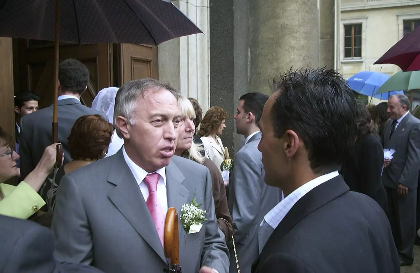 Uncle Bruno chats to someone, from Elisa and Luigi's Wedding, Carouge, Geneva, Switzerland - 20th July 2001