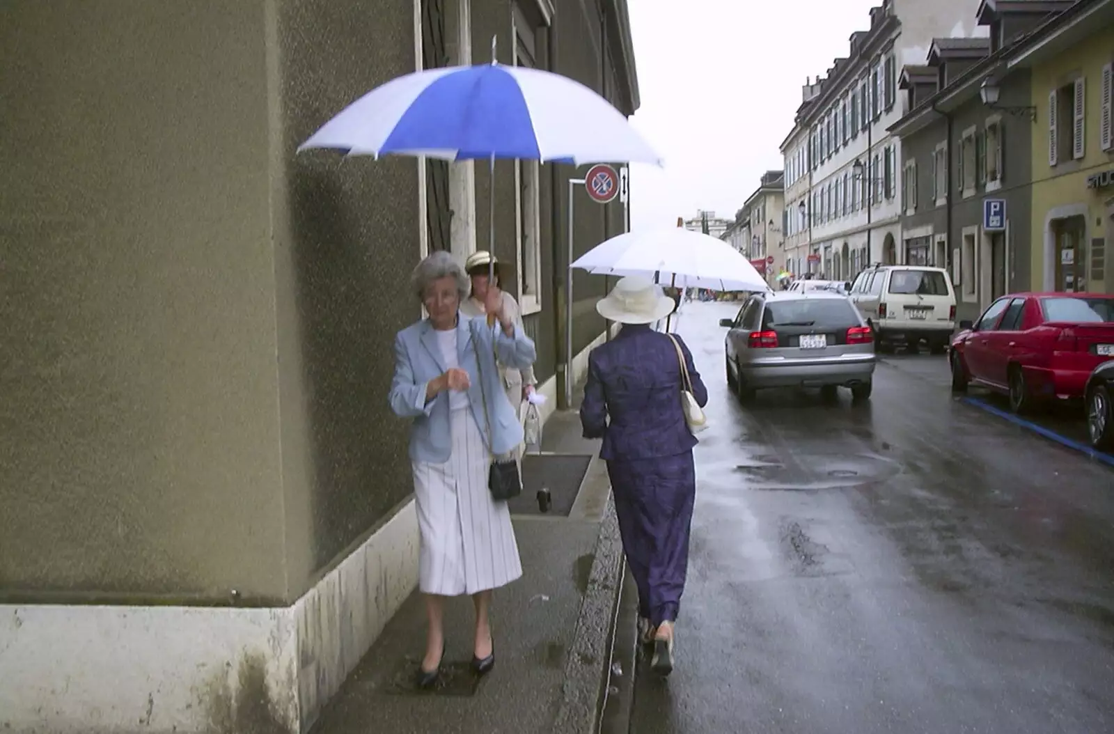 Grandmother with an overside umbrella, from Elisa and Luigi's Wedding, Carouge, Geneva, Switzerland - 20th July 2001