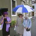 Sis, Caroline and Grandmother in the rain, Elisa and Luigi's Wedding, Carouge, Geneva, Switzerland - 20th July 2001