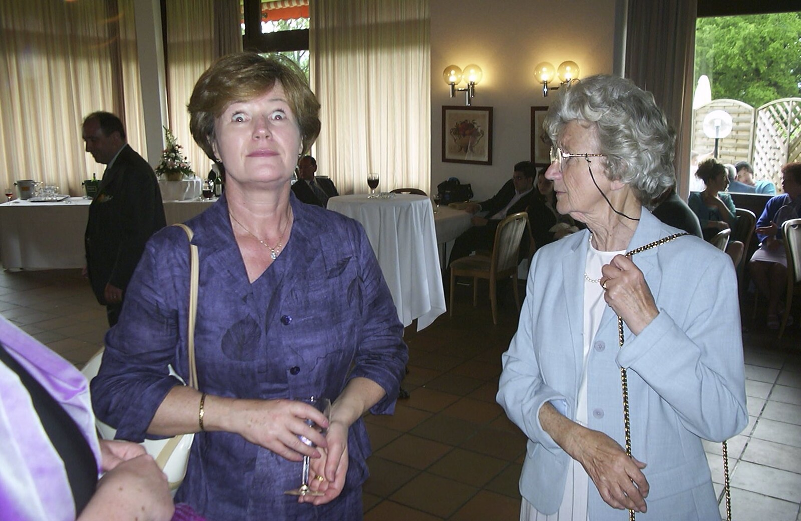Judith does her trademark stare from Elisa and Luigi's Wedding, Carouge, Geneva, Switzerland - 20th July 2001