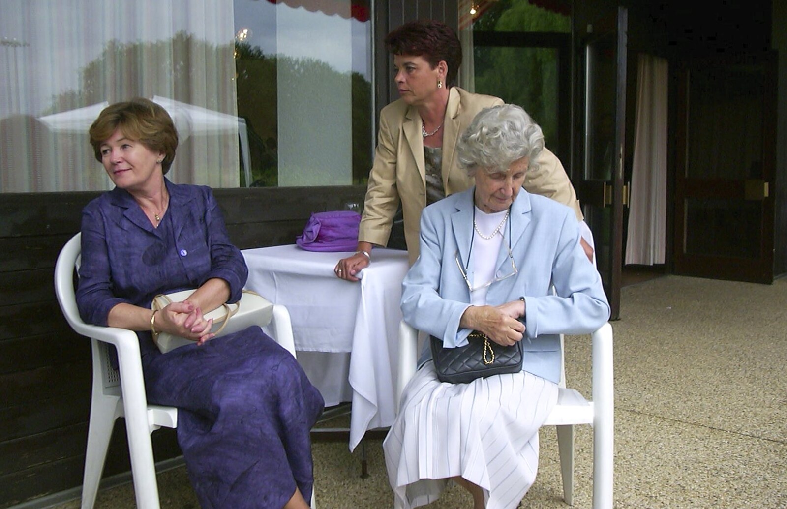 Grandmother has a little sit down from Elisa and Luigi's Wedding, Carouge, Geneva, Switzerland - 20th July 2001