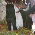 The couple break out of the streamers, Elisa and Luigi's Wedding, Carouge, Geneva, Switzerland - 20th July 2001