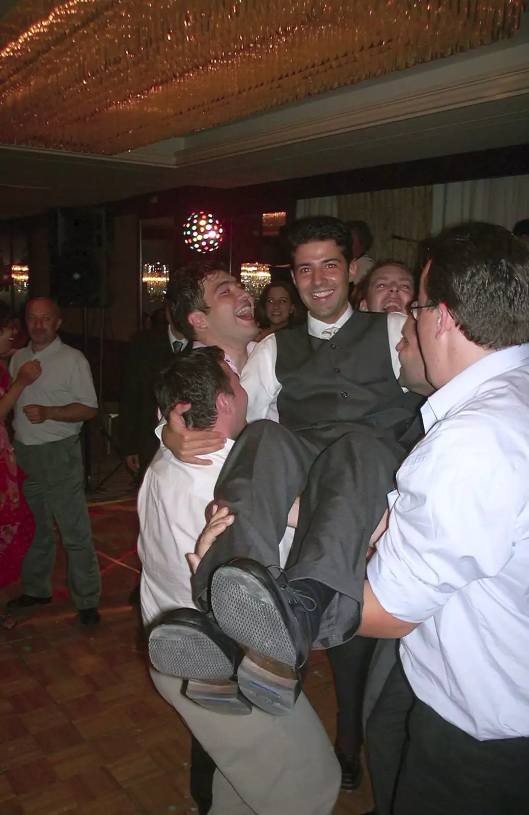 Luigi is hauled around, from Elisa and Luigi's Wedding, Carouge, Geneva, Switzerland - 20th July 2001