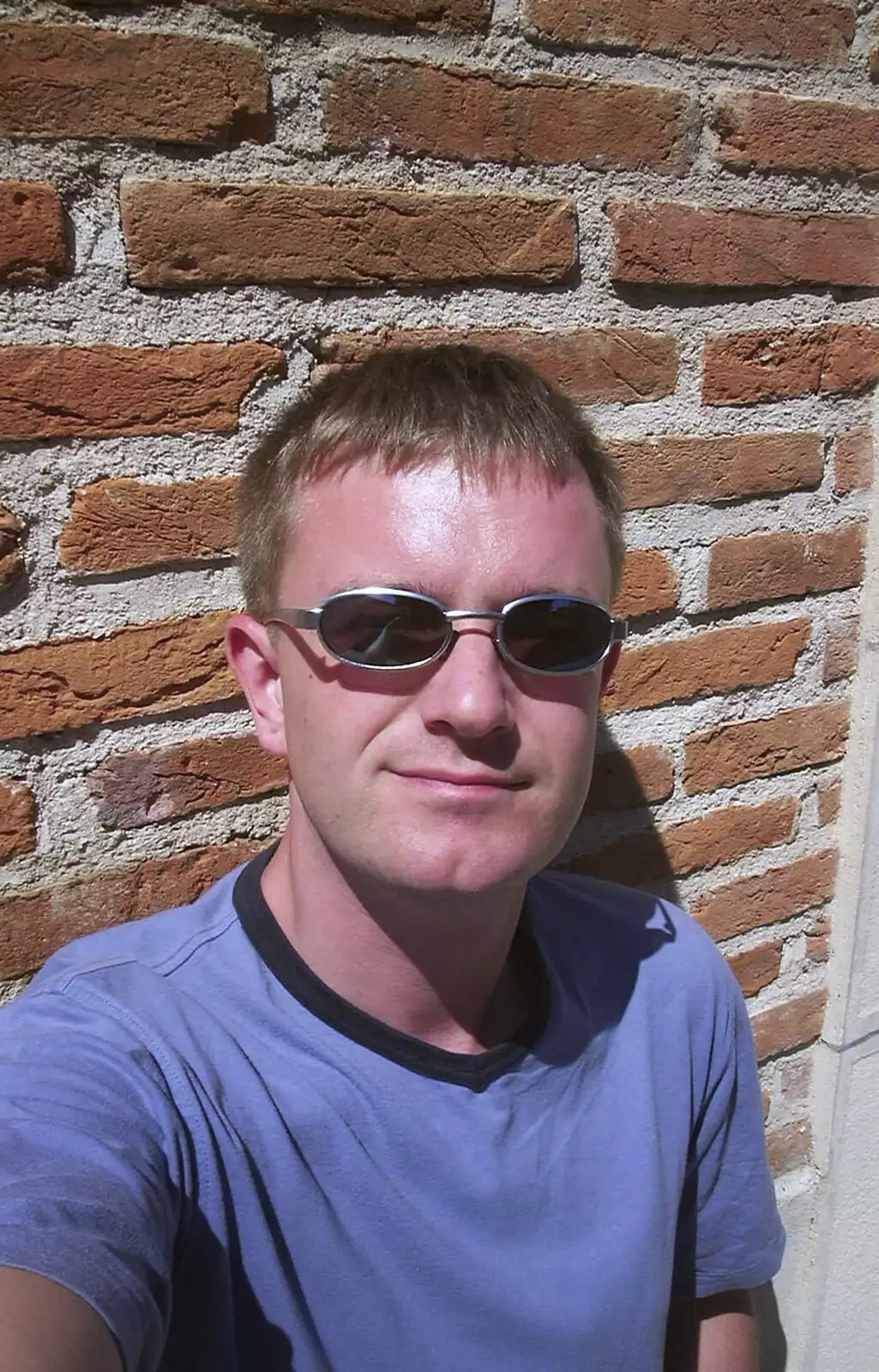 Nosher does a selfie against a wall, from A Short Holiday in Chivres, Burgundy, France - 21st July 2001