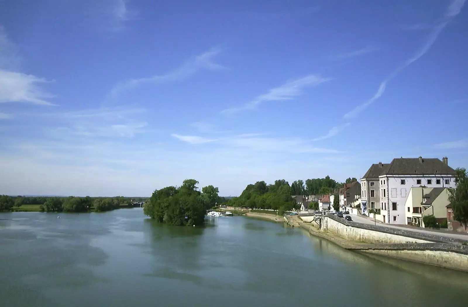 A wide river at Seurre, from A Short Holiday in Chivres, Burgundy, France - 21st July 2001