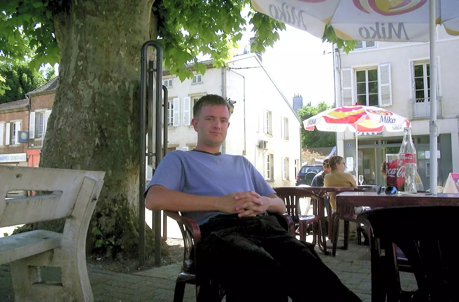 Nosher sits back, from A Short Holiday in Chivres, Burgundy, France - 21st July 2001