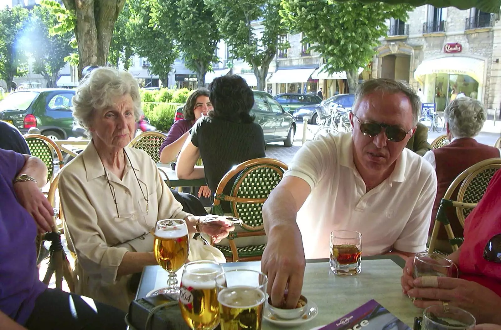 Bruno grabs some nuts as Grandmother looks on, from A Short Holiday in Chivres, Burgundy, France - 21st July 2001