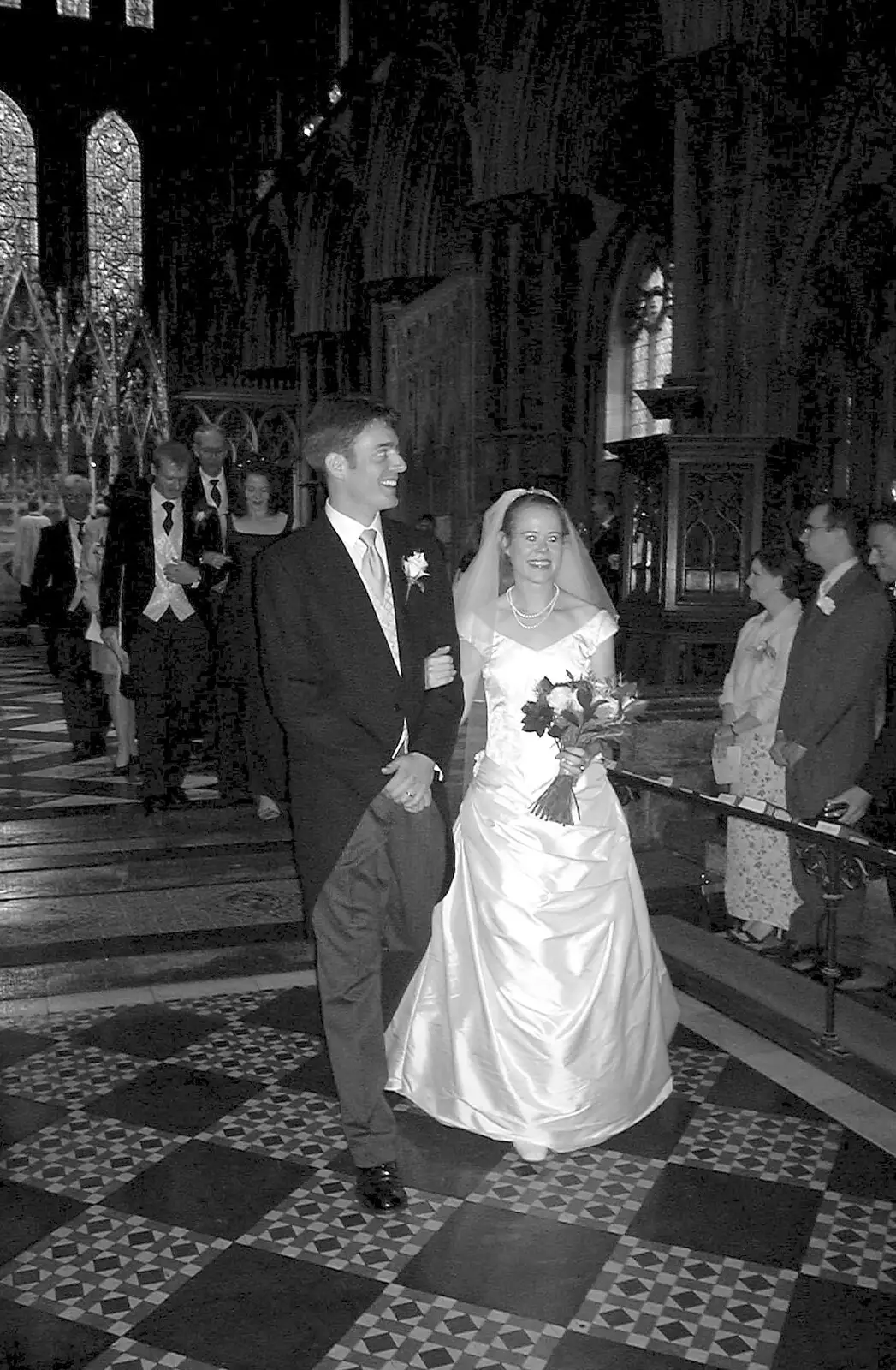 Stef and Kath after the wedding, from Stef and Kath's 3G Lab Wedding, Ely, Cambridgeshire - 28th July 2001