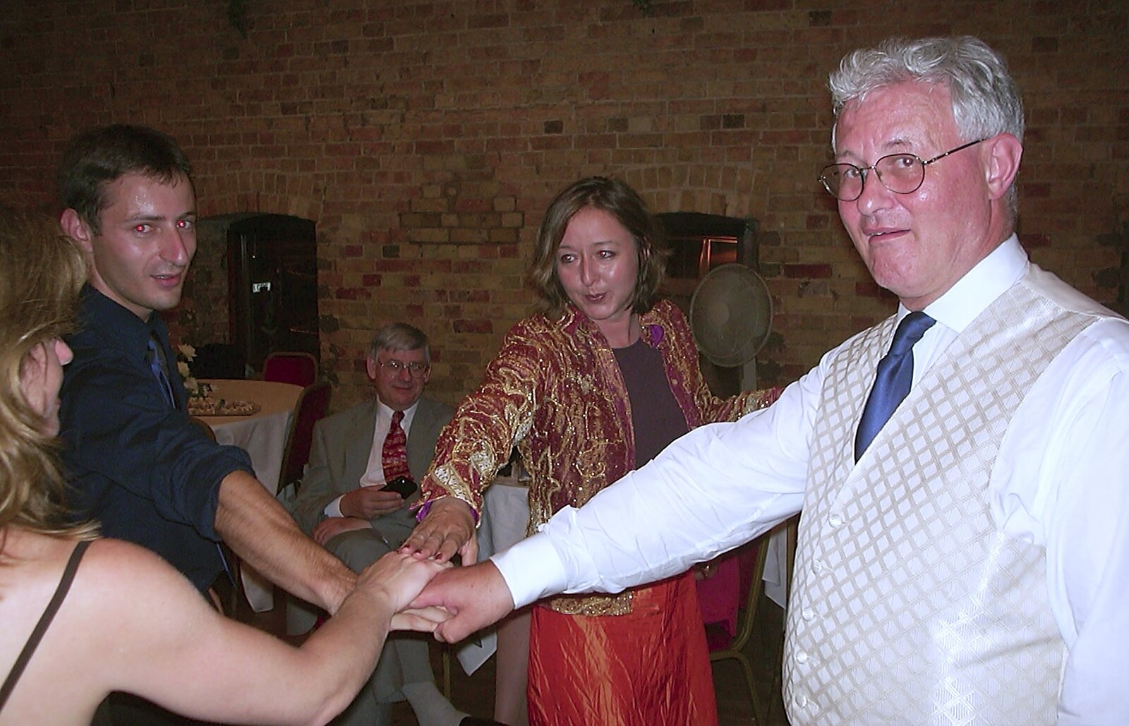 Stef and Kath's 3G Lab Wedding, Ely, Cambridgeshire - 28th July 2001: Kath's dad joins in with some ceilidh dancing