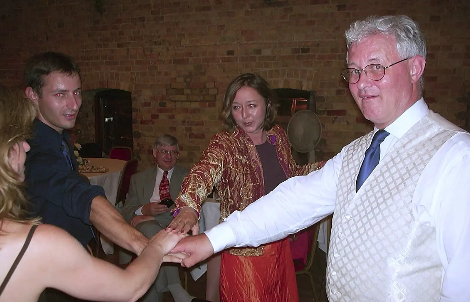 Kath's dad joins in with some ceilidh dancing, from Stef and Kath's 3G Lab Wedding, Ely, Cambridgeshire - 28th July 2001