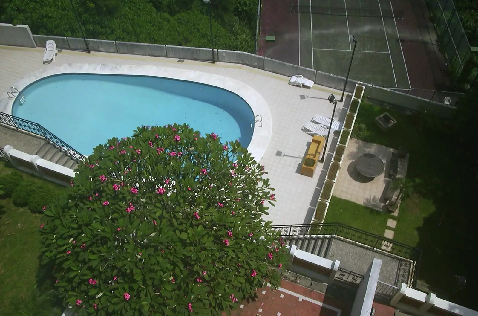 The swimming pool, seen from the top of the house, from A Trip to Hong Kong, China - 11th August 2001