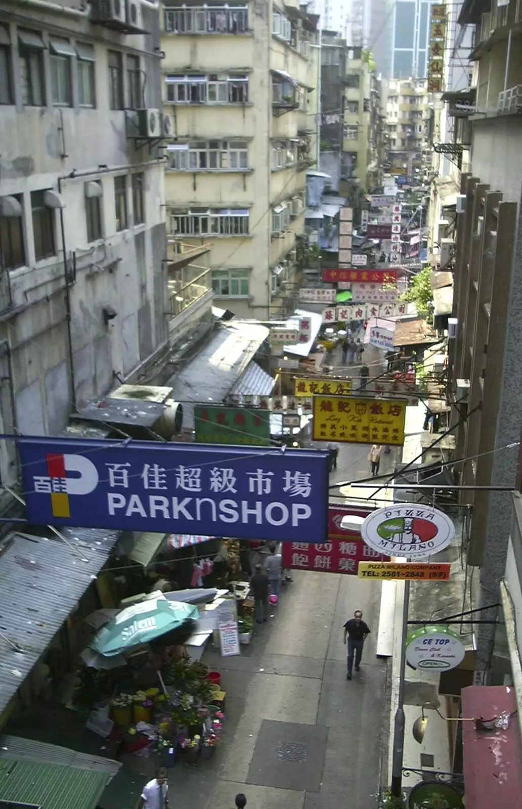 Looking down into Lan Kwai Fong market, from A Trip to Hong Kong, China - 11th August 2001