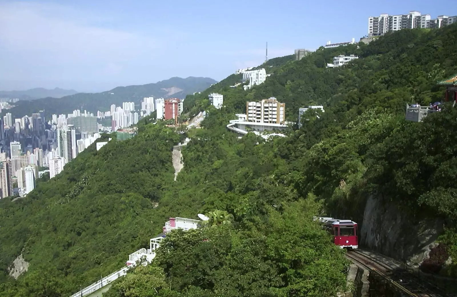 The rack-and-pinion train crawls up Victoria Peak, from A Trip to Hong Kong, China - 11th August 2001