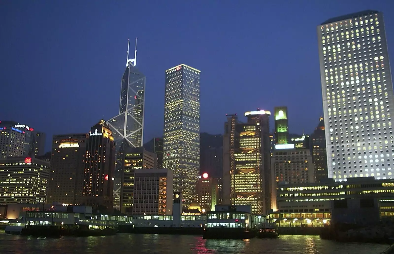 The ferry terminals at night, from A Trip to Hong Kong, China - 11th August 2001