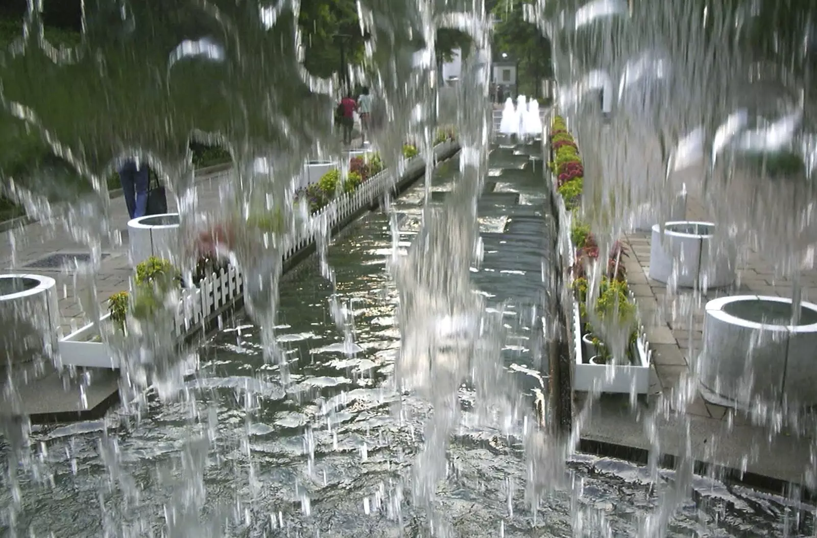 In the park: looking out from inside a fountain, from A Trip to Hong Kong, China - 11th August 2001