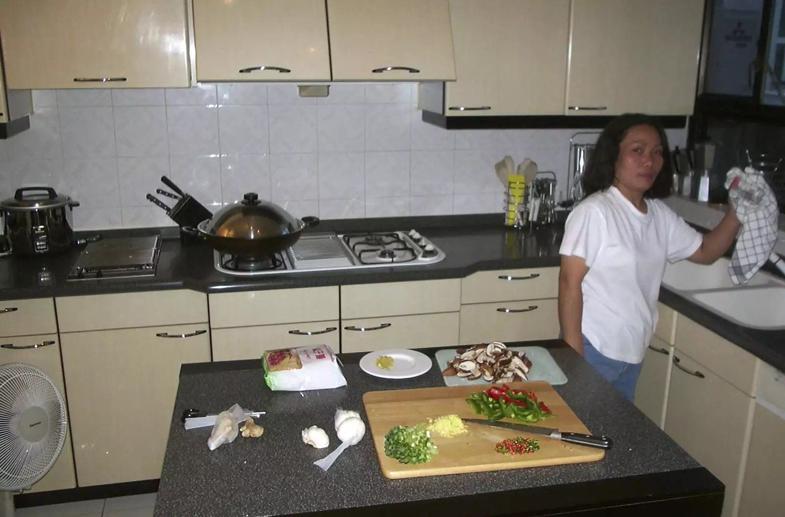 Josie prepares some food, from A Trip to Hong Kong, China - 11th August 2001