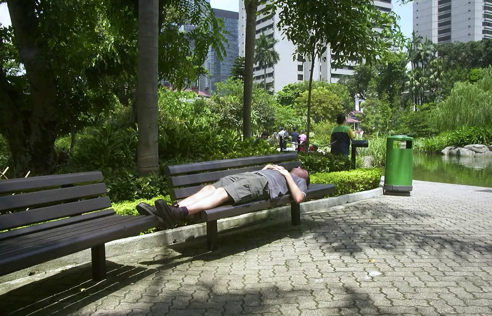 Time for a quick snooze in the park, from A Trip to Hong Kong, China - 11th August 2001