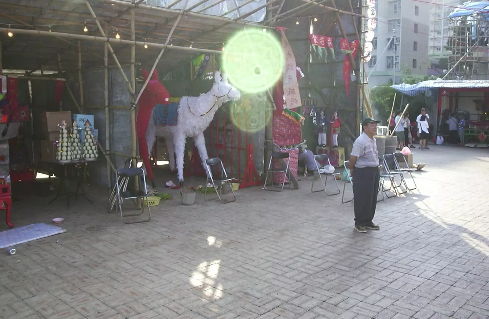 A dude with a giant stuffed Llama, from A Trip to Hong Kong, China - 11th August 2001