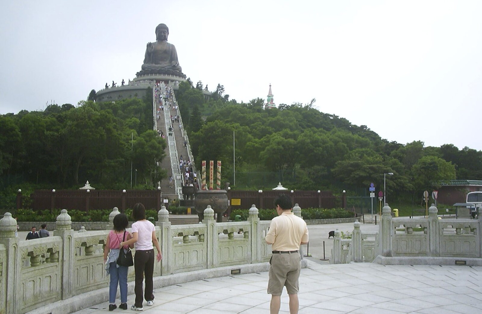 Lantau Island and the Po Lin Monastery, Hong Kong, China - 14th August 2001: The long steps up to the Buddha