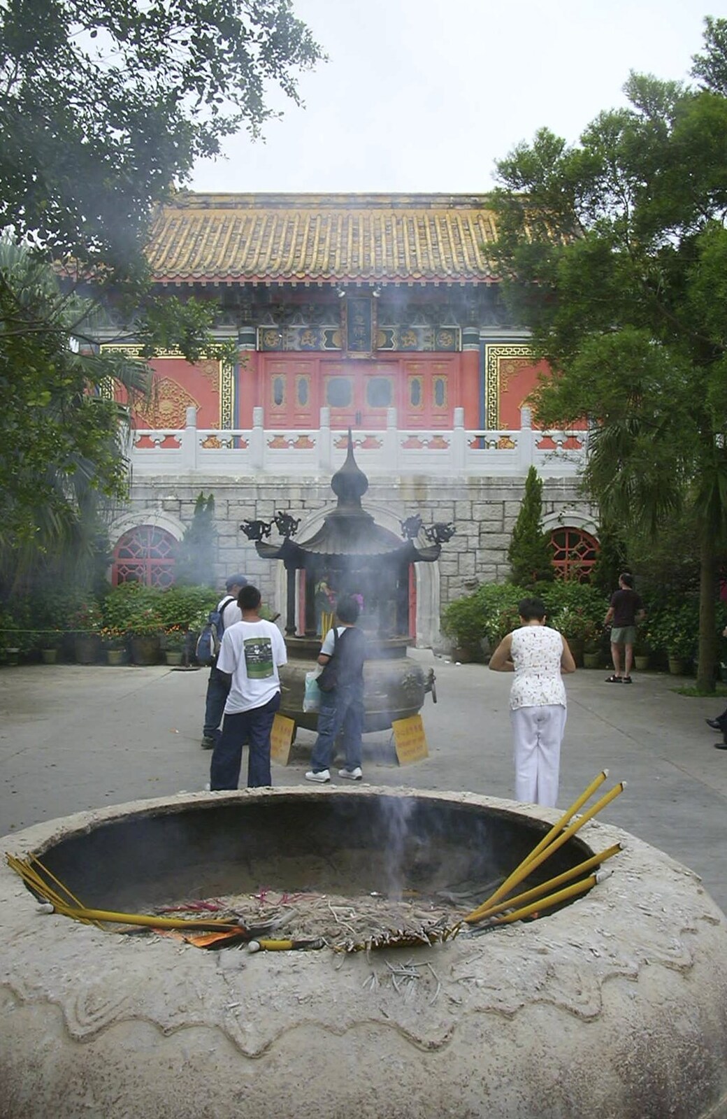 Lantau Island and the Po Lin Monastery, Hong Kong, China - 14th August 2001: Burning incense sticks