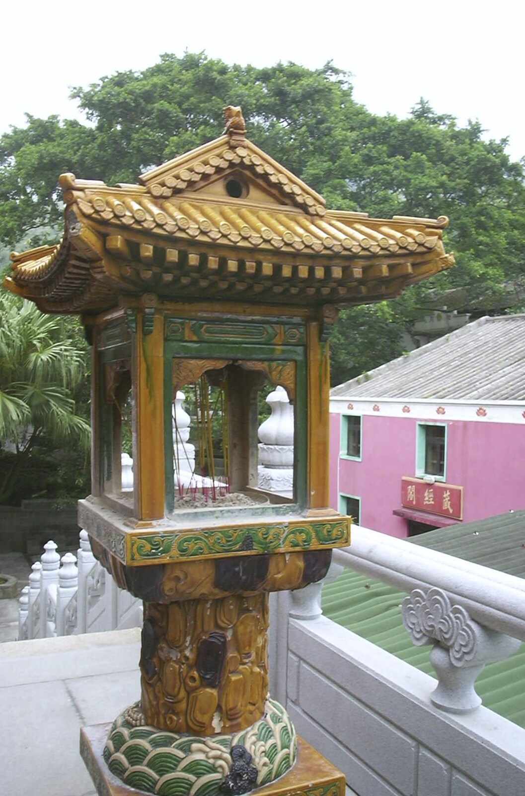 Lantau Island and the Po Lin Monastery, Hong Kong, China - 14th August 2001: Anincense lantern