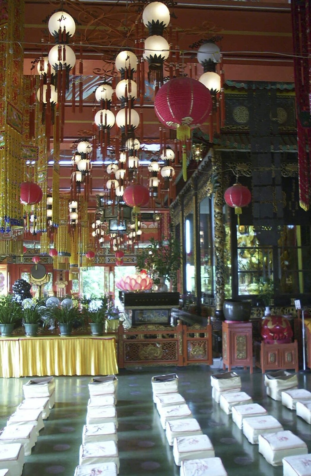 Lantau Island and the Po Lin Monastery, Hong Kong, China - 14th August 2001: A view inside one of the working temples