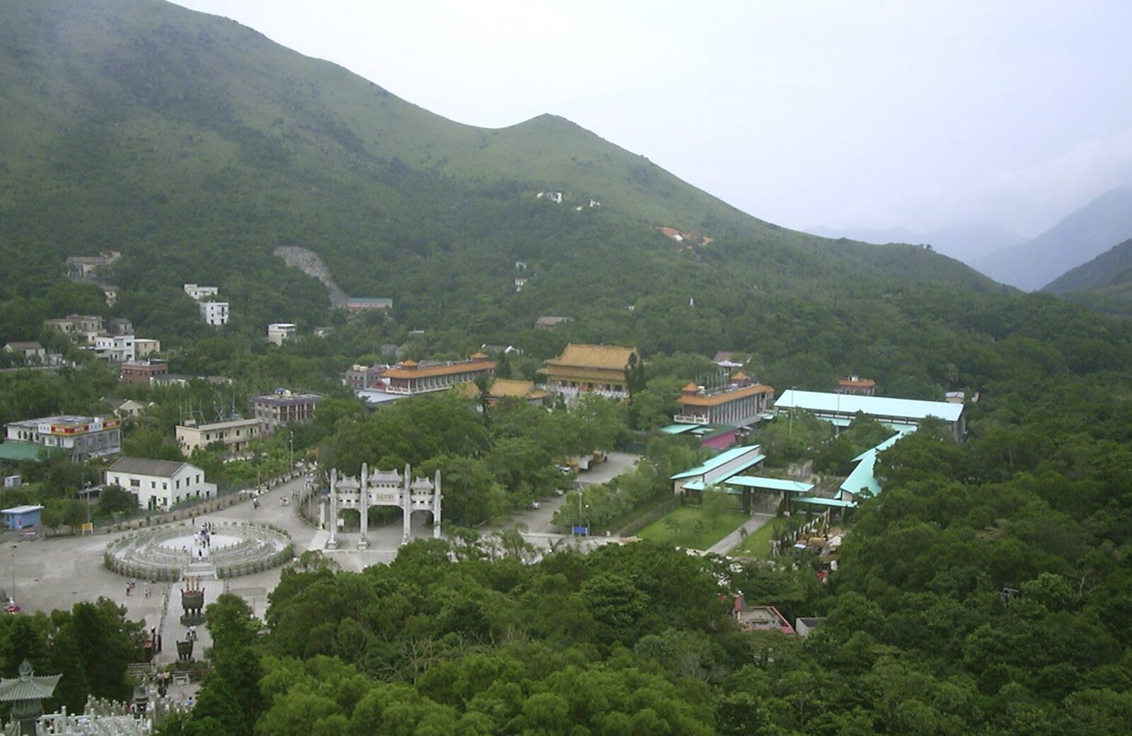 Lantau Island and the Po Lin Monastery, Hong Kong, China - 14th August 2001: Another aerial view of the monastery
