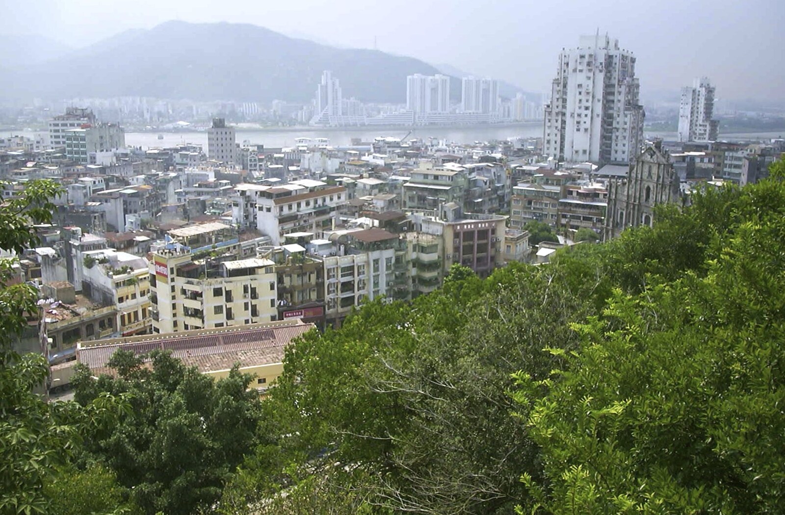 A Day Trip to Macau, China - 16th August 2001: A view from the top of Monte Hill