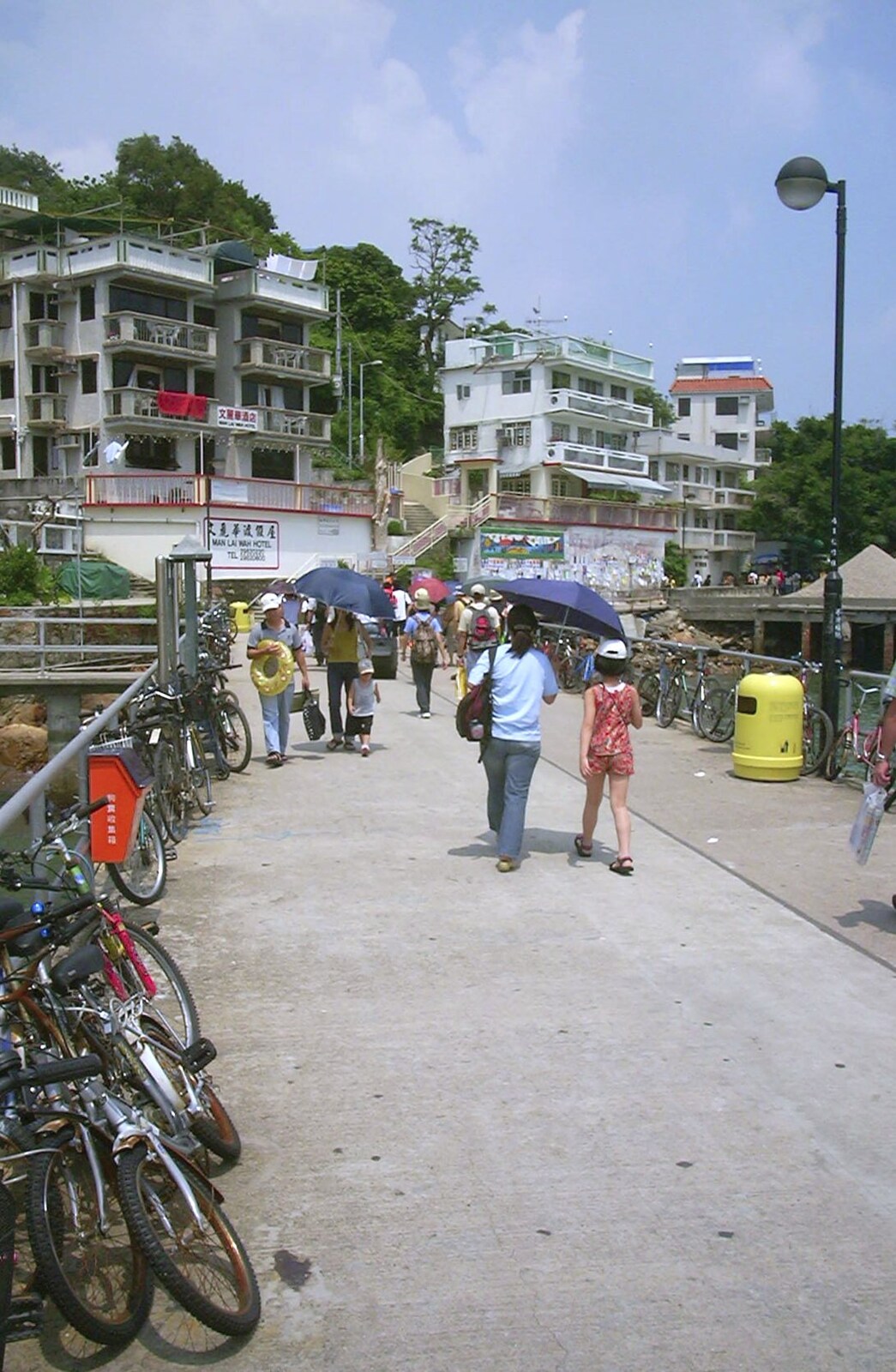 Lamma Island, Hong Kong, China - 20th August 2001: Landfall at the pleasant little village of Yung Shue Wan