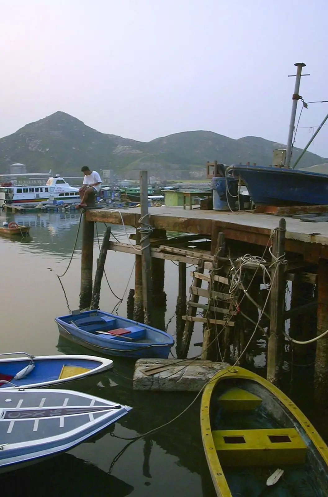 A man on the pier, from Lamma Island, Hong Kong, China - 20th August 2001